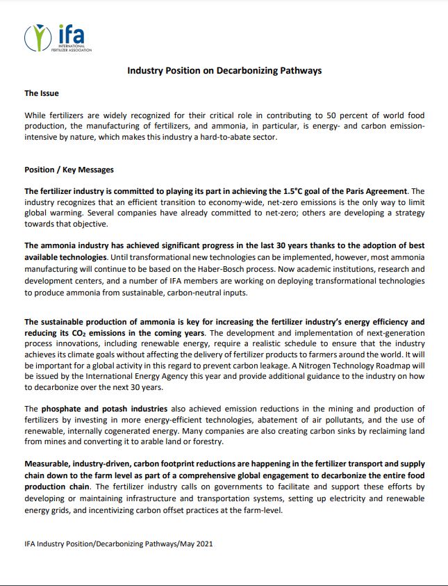 Industry Position Paper on Decarbonizing Pathways