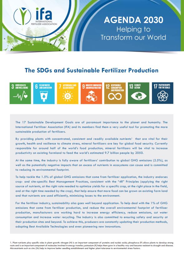 The SDGs and Sustainable Fertilizer Production
