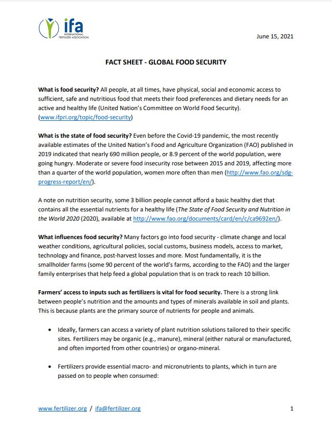 Global Food Security Fact Sheet