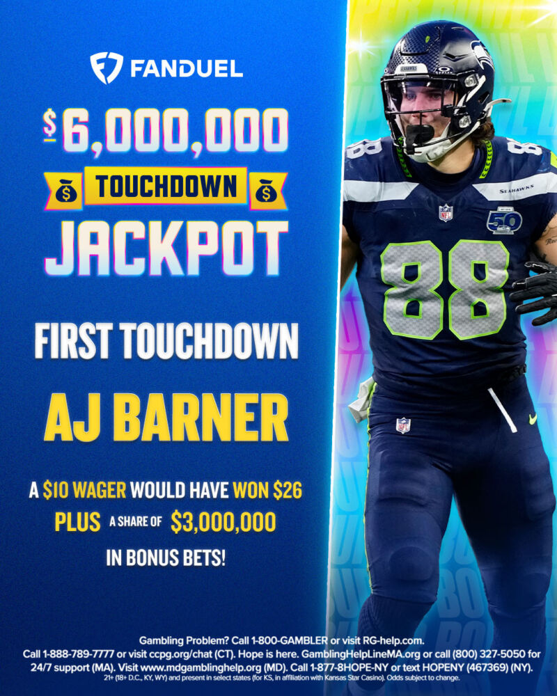 Image for the Tweet beginning: AJ BARNER FINDS THE ENDZONE!

If